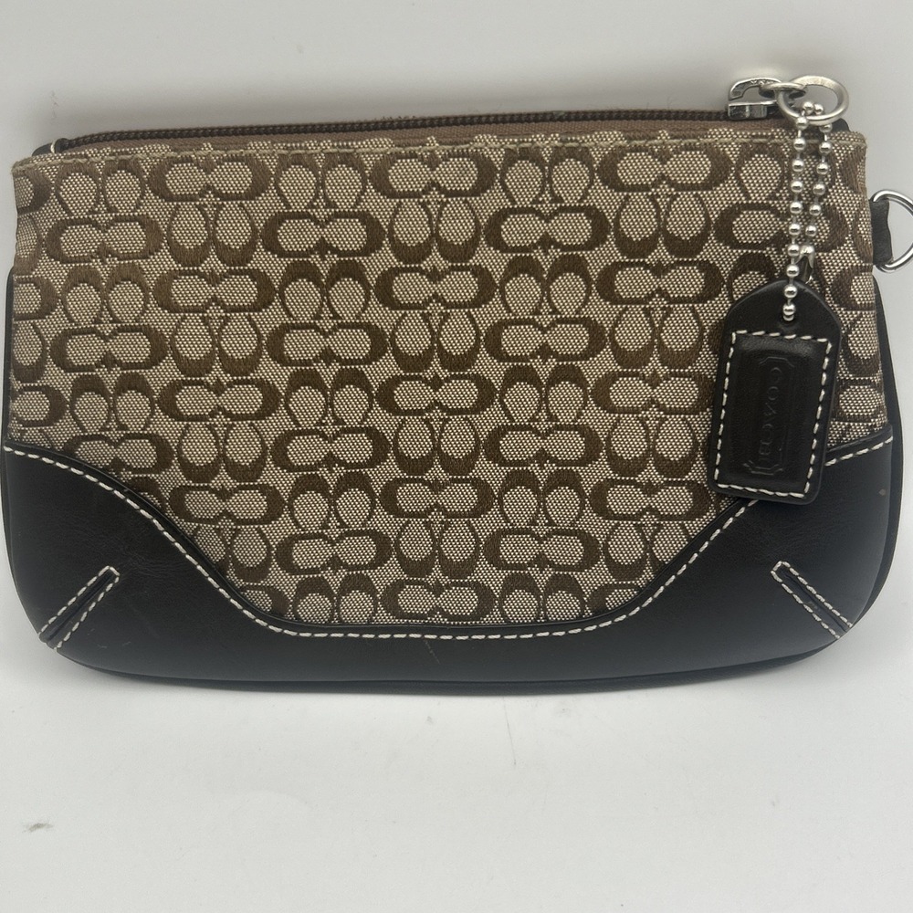 Authentic Coach Signature Canvas Coin Purse Wristlet With tag